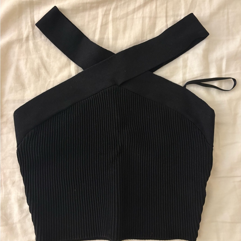 Aritzia Elegant Black Cross-Strap Top